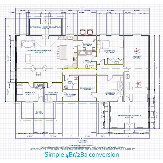 architectural plan for 4br 2ba residence<br />
